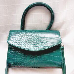Urban Outfitters Green Faux Gator Mini Crossbody Bag with Handle